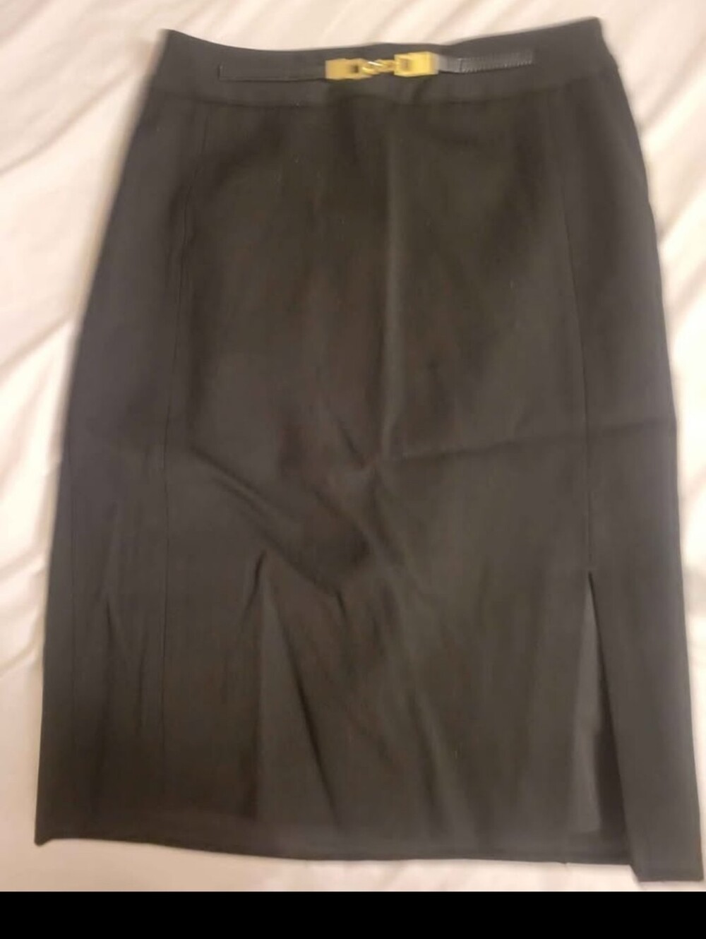 Express Black Pencil Skirt with Gold Accent Buckle